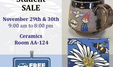 Art and Ceramics Student Sale. coffee mug and flower 