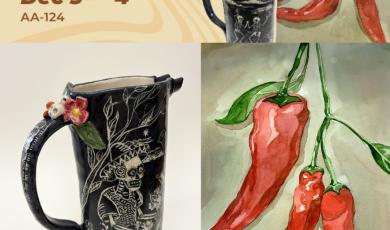 Student Art and Ceramics Sale Sowing a painting of red peppe