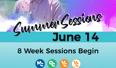 Oxnard College Alumni and text that reads: Summer Sessions June 14 8 Week Sessions Begin