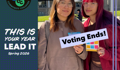 This is your year. Lead it. Spring 2026 Student Elections – Voting Ends. The Community Colleges of Ventura County logo appears with the names Moorpark College, Oxnard College, and Ventura College.