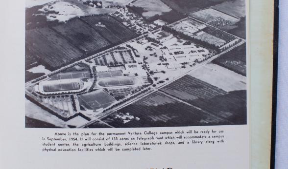 A page in a 1940s Ventura College yearbook featuring a black
