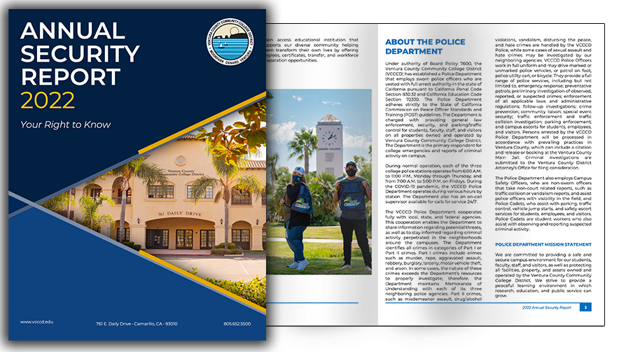 Cover and open page graphic of the 2022 Annual Security Report