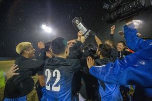 Soccer team celebrates their win Soccer team celebrates their win