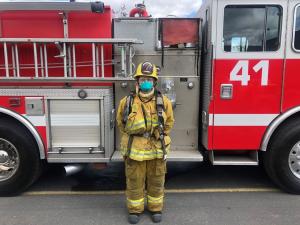 Fire student in garb. Fire student in garb.