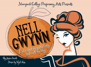 Illustration of a lady holding an orange. Text that reads: M Illustration of a lady holding an orange. Text that reads: M