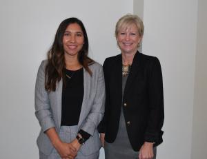 Adrienne Grashaw and Trustee Chair Dianne McKay at the November board meeting.